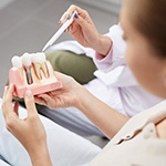 dentist showing a patient how dental implants work in Bella Vista 