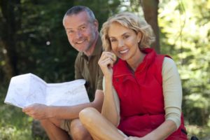 Older couple camping